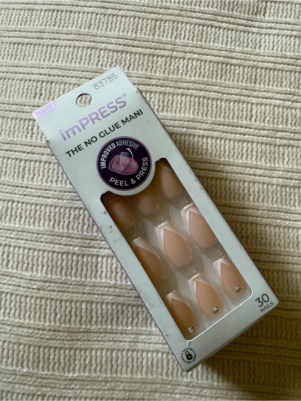 imPRESS Nude Diamond French Tip Almond Peel & Press Press-On Nails - 30 Count